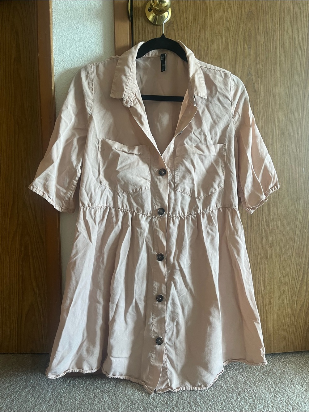 Zara Pale Pink Button-Front Short Mini Dress